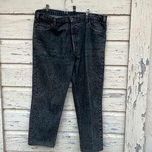 Vintage 80s Levis 540 Denim Black Distressed Acid Wash Jeans 40 Waist USA 12
